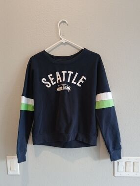 NFL Navy Seattle Seahawks Small Crewneck with White and Lime Accent
